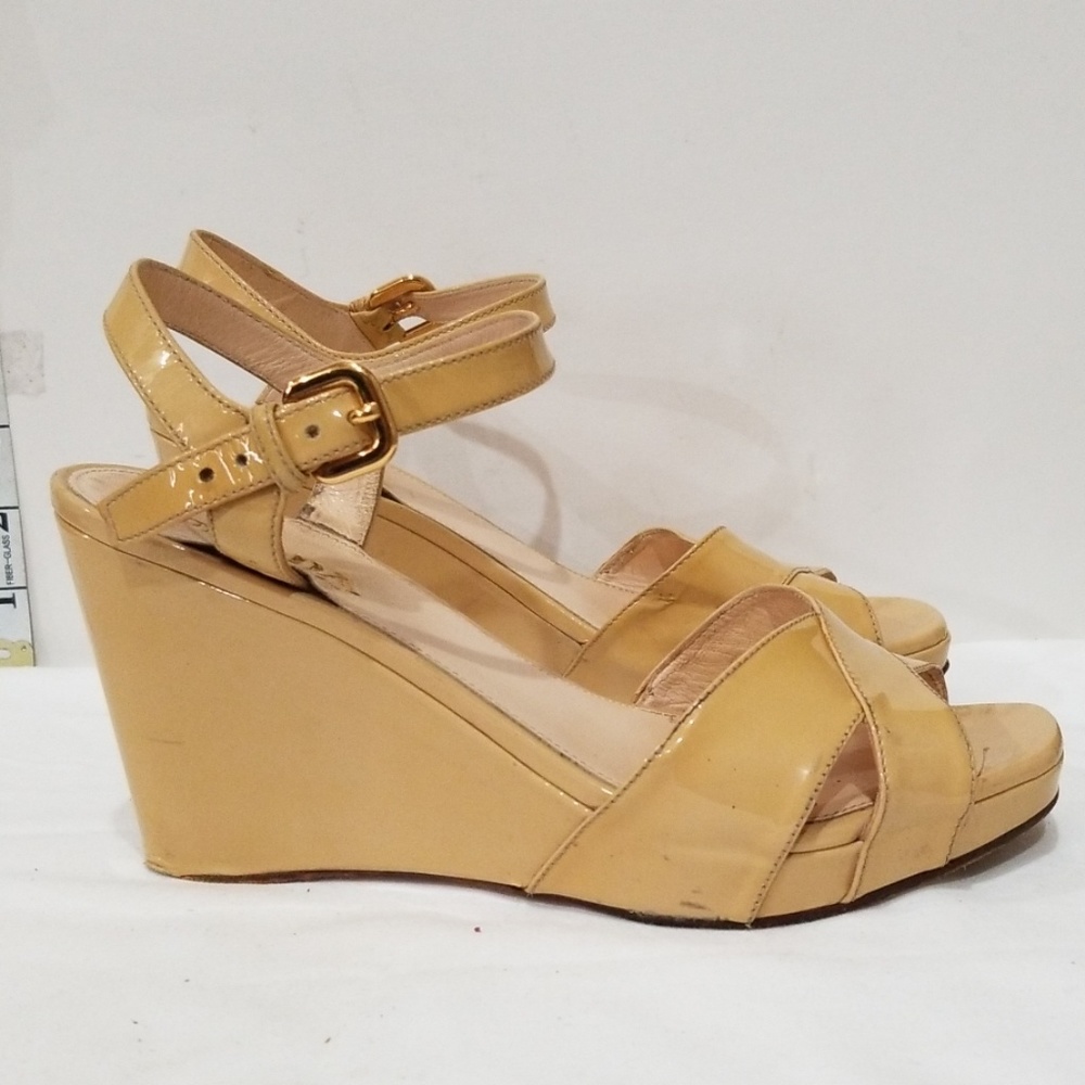 PRADA Patent Wedges 7.5